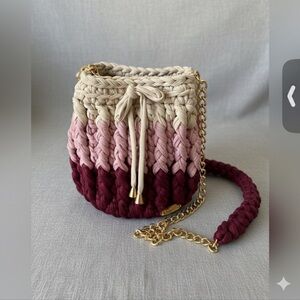Macrame bucket bag cross body chain purse